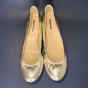 J. Crew Leather Gold Ballet Flats Made in Italy 6 1/2